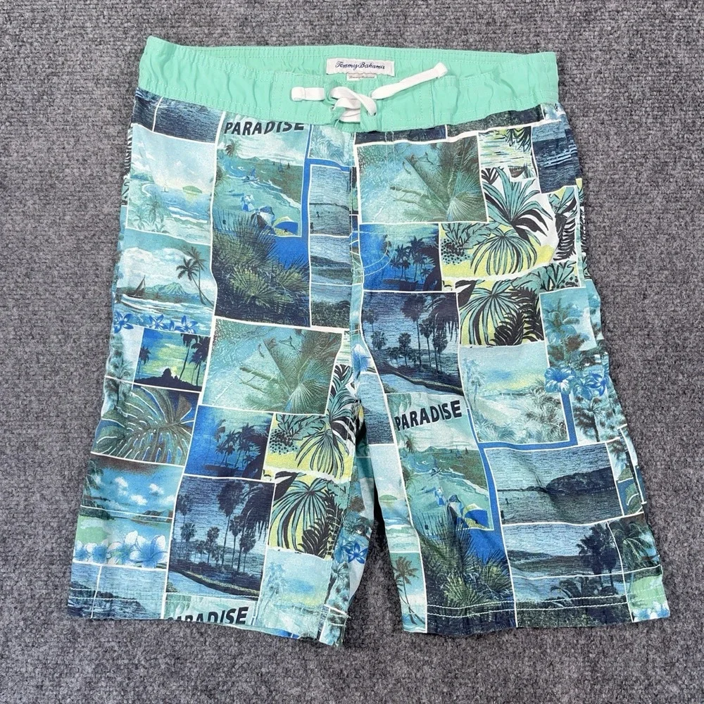 Tommy Bahama Relax Men M Swim Trunks Graphic Print Beach Bathing Suit Mesh Lined